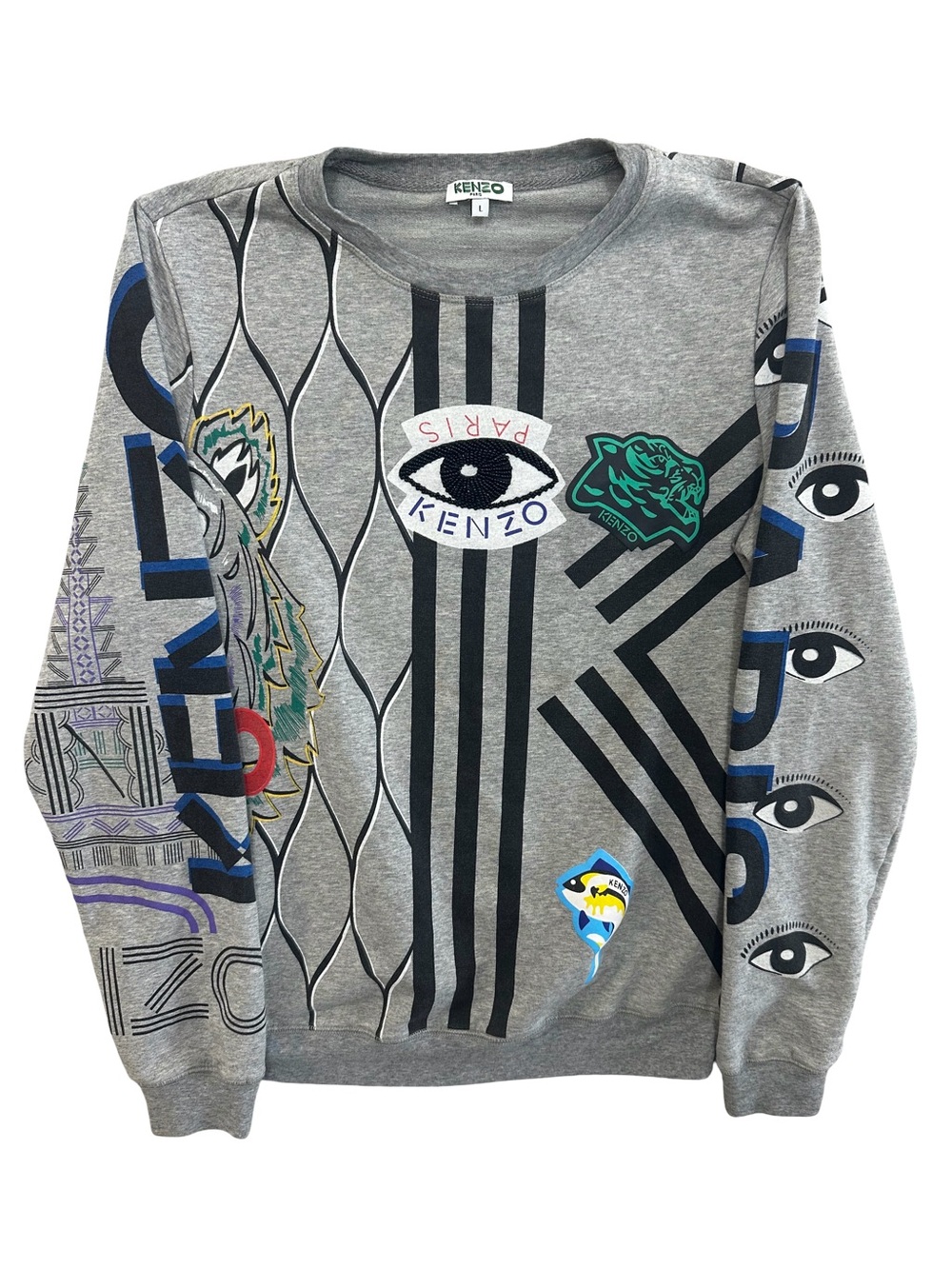 KENZO Paris Grey Multi-Icon Eye & Tiger Size (Fits M)